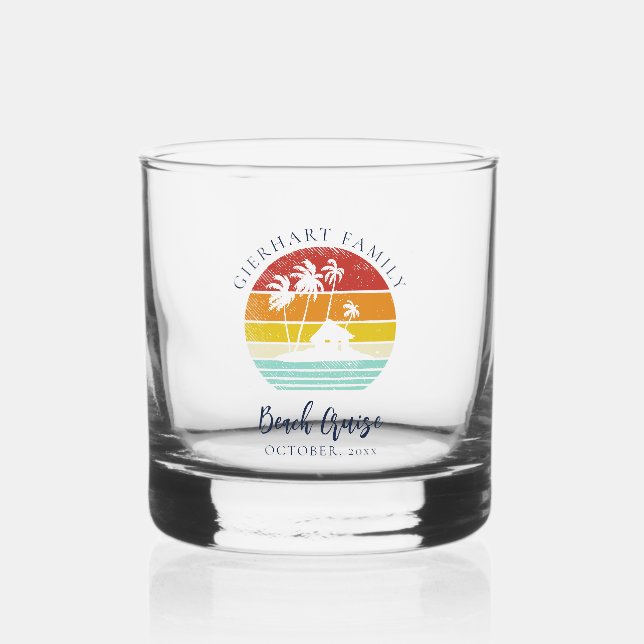 Beach House Family Vacation Swag Keepsake Custom Whiskey Glass (Front)