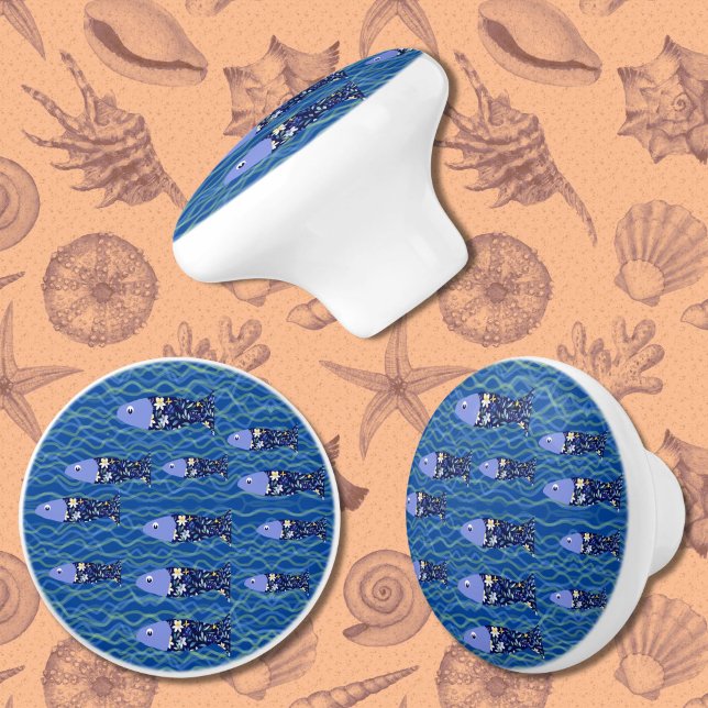 Beach House Fish Seascape Seaside fisherman Ceramic Knob (Creator Uploaded)