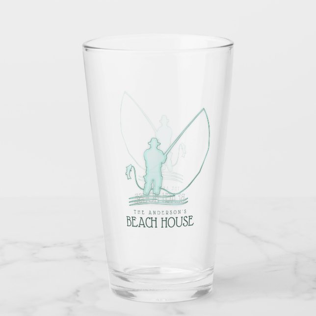 Beach House Fisherman Aqua Blue ID623 Glass (Front)