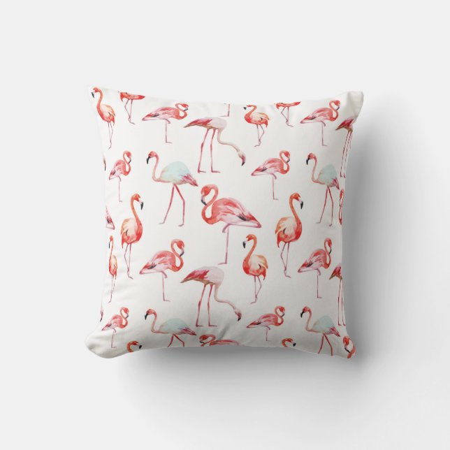 Beach House Flamant rose rose Coussin décoratif (Recto)