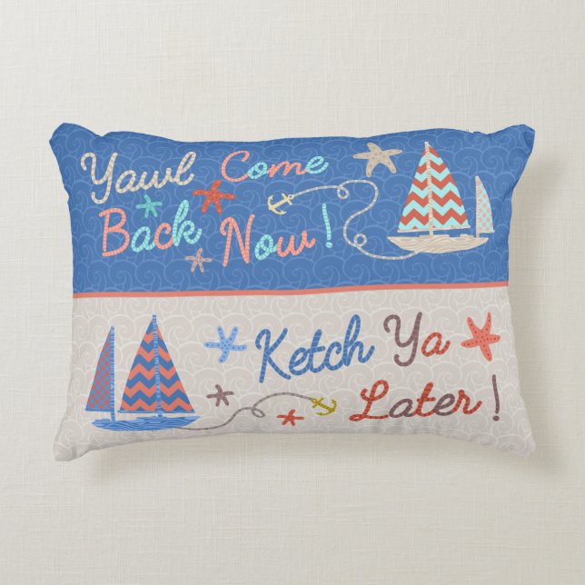 Beach House | Funny Nautical Pun | Sailing Humour Accent Pillow (Front)
