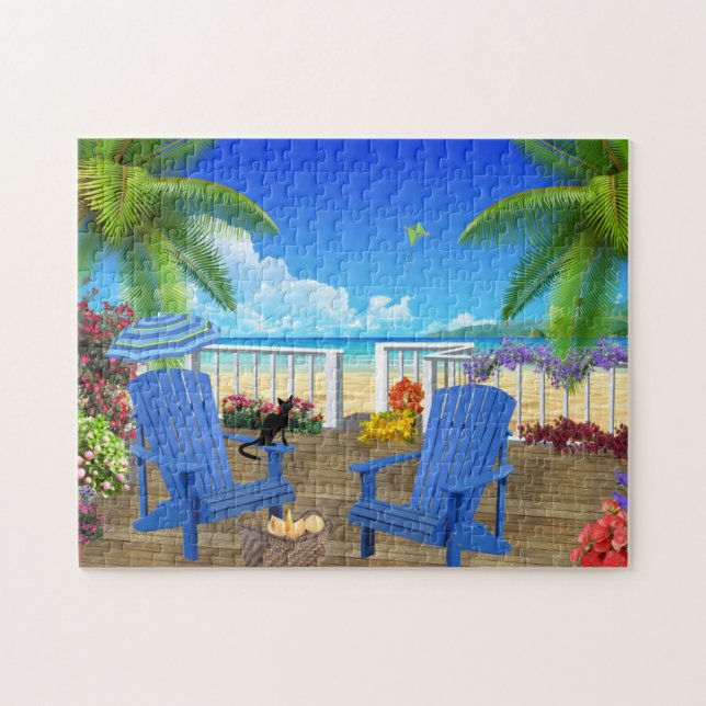 Beach House Getaway | Tropical Paradise Jigsaw Puzzle (Horizontal)
