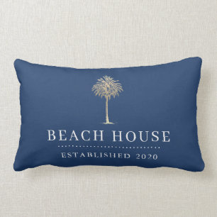 Beach House Gold Palm Tree Lumbar Pillow