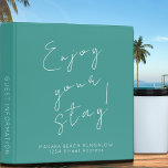 Beach House Guest Information Binder<br><div class="desc">Modern guest information binder features a minimal design in a tropical turquoise and white colour palette. "Enjoy your stay!" in elegant script with branded name and address or custom text; guest information subject presented in simple font. Shown with a custom welcome message, address and braded name and on the front...</div>