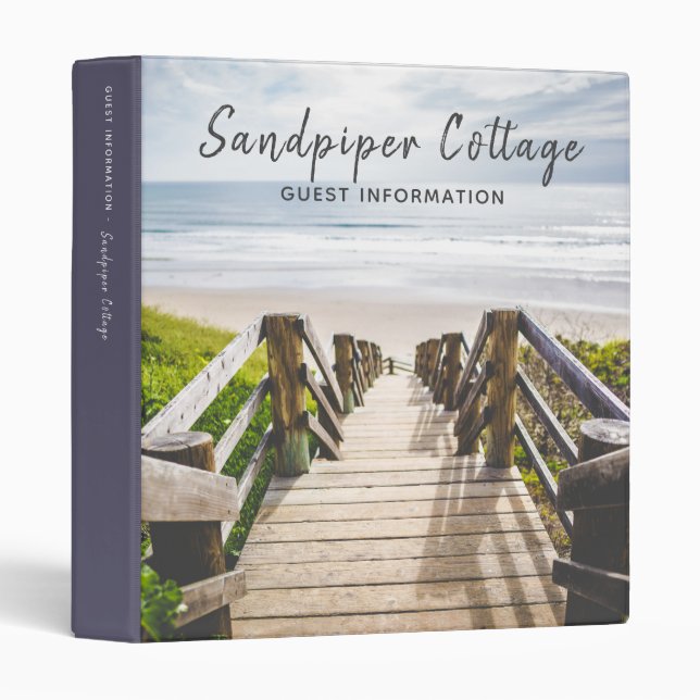 Beach House Guest Information Editable Photo Names Binder (Front/Spine)