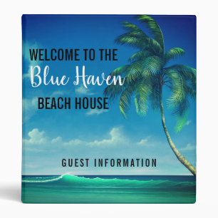 Beach House Guest Information Tropical Palm  Binder