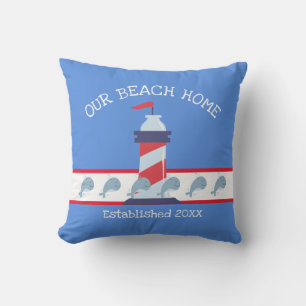 Beach House - Light House Outdoor Pillow