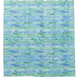 Beach House Modern Ocean Wave Blue Green Pattern