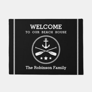 Beach House Nautical Anchor Oars Stars Rope Doormat