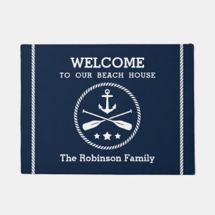 Beach House Nautical Anchor Oars Welcome Doormat
