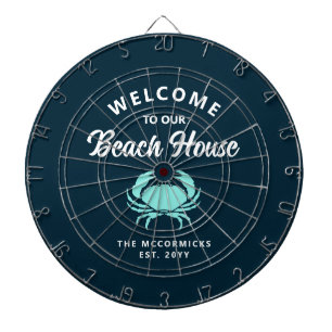 Beach House Nautical Blue Crab Family Monogram Dartboard