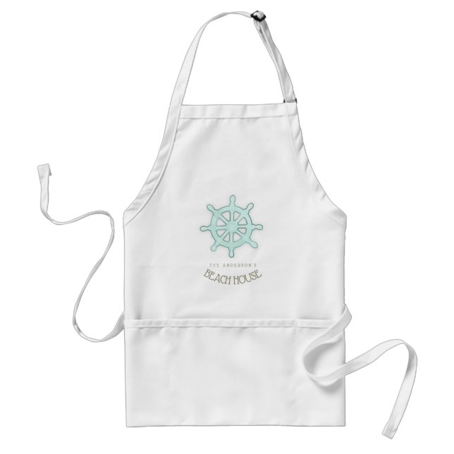 Beach House Nautical Boat Helm Aqua Blue ID623 Standard Apron (Front)