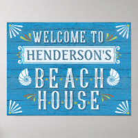 Beach House Nautical Coastal Blue | Custom Name