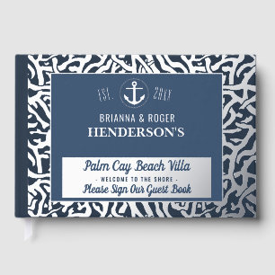 Beach House Nautical Coral Vacation Rental Silver Guest Book