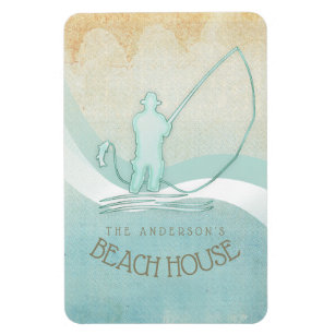 Beach House Nautical Fisherman Aqua Blue ID623 Magnet