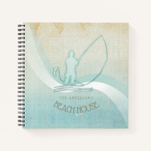 Beach House Nautical Fisherman Aqua Blue ID623 Notebook