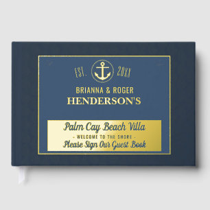 Beach House Nautical Shells Vacation Rental Gold Guest Book