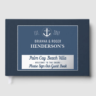 Beach House Nautical Shells Vacation Rental Silver Guest Book