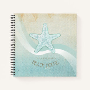 Beach House Nautical Starfish Aqua Blue ID623 Notebook