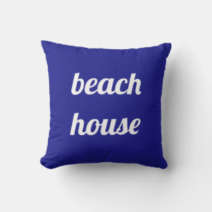 Beach House Nautical White Navy Blue Cute Summer Outdoor Pillow