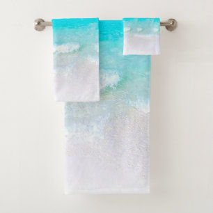 Beach House Ocean Sea Blue Family  Bath Towel Set