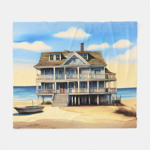 Beach House on the Sand Fleece Blanket