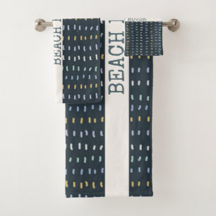 Beach House Organic Simple Muted Colour Lines Bath Towel Set