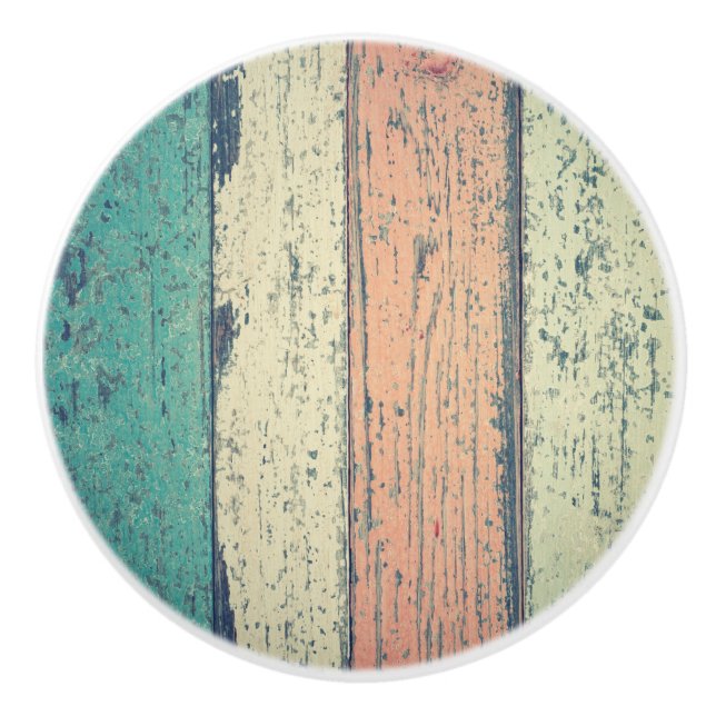 Beach house painted wood oceanside striped  ceramic knob (Front)