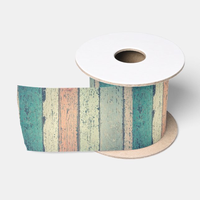 Beach house painted wood oceanside striped satin ribbon (Spool)
