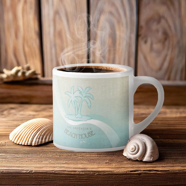 Beach House Palm Trees Aqua ID623 Espresso Cup (Creator Uploaded)