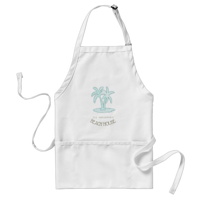 Beach House Palm Trees Aqua ID623 Standard Apron (Front)