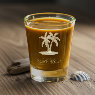 Beach House Palm Trees Gold ID623 Shot Glass