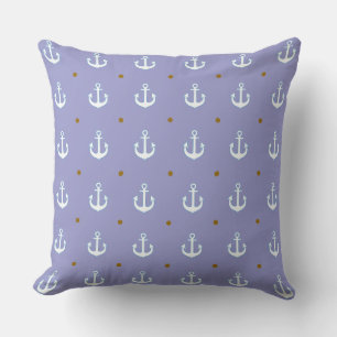 beach house pattern of anchors throw pillow