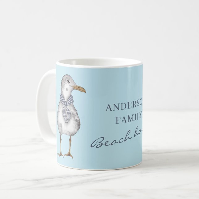 Beach House Personalized  Coffee Mug (Front Left)