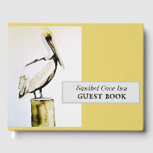 Beach house personalized pelican guest book