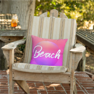 Beach House Pink Ombre Outdoor Pillow