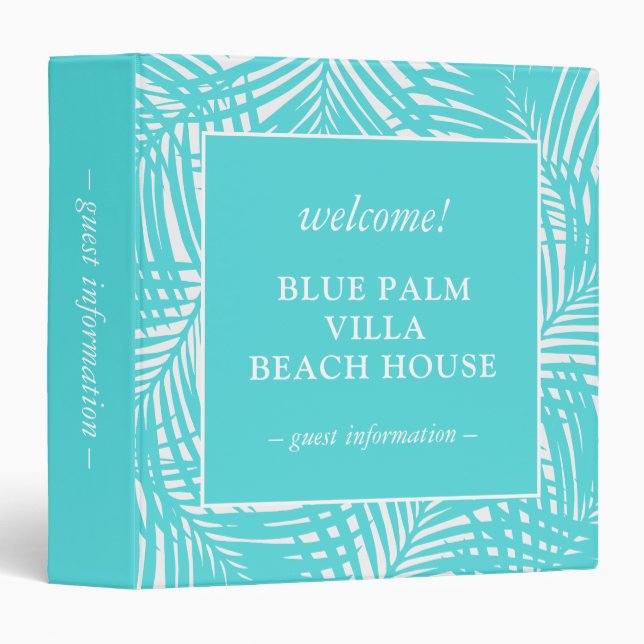 Beach House Rental Information Book Turquoise Binder (Front/Spine)