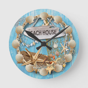 Beach House Round Clock