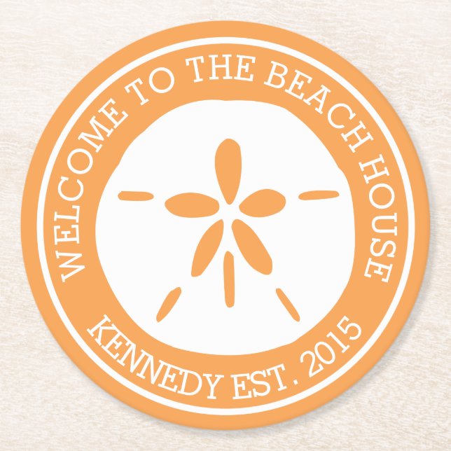 Beach House Round Paper Coaster (Front)