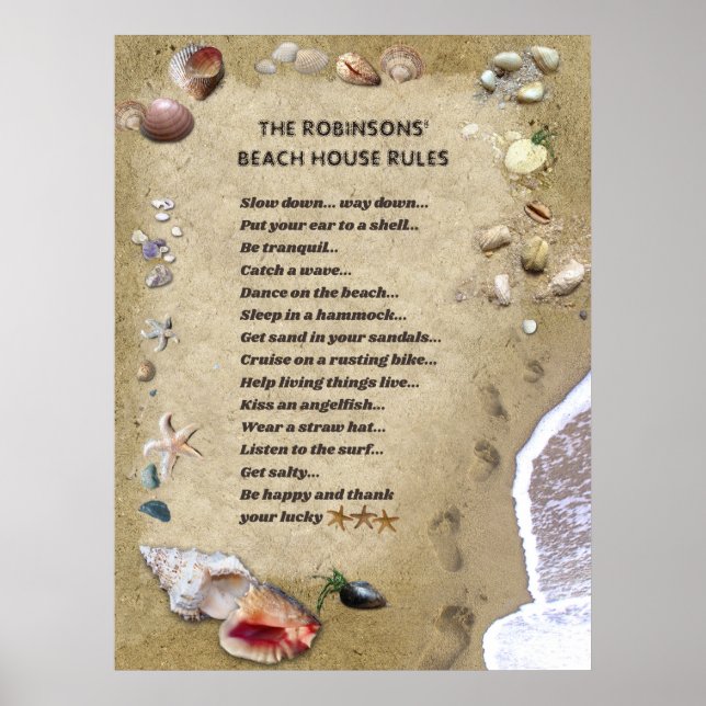 Beach House Rules (customizable)  Poster (Front)