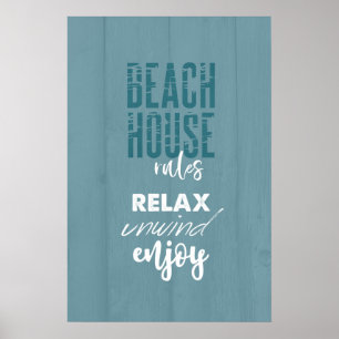Beach House Rules Relaxez-Vous Profitez   Poster
