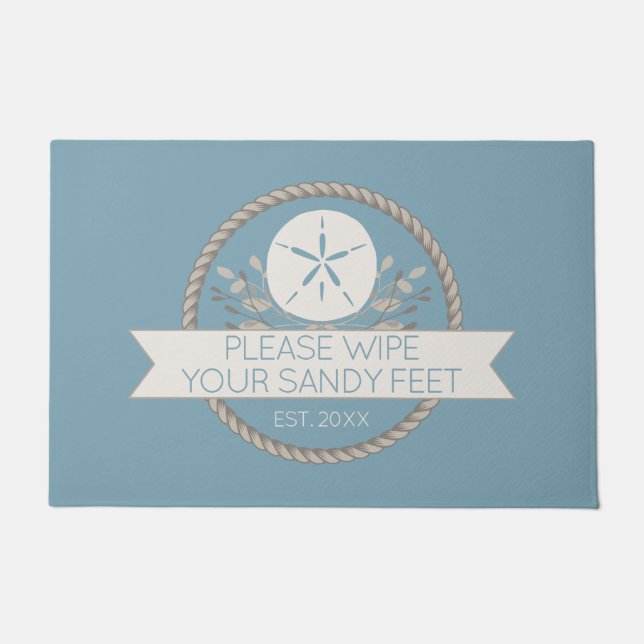 Beach House Sand Dollar Custom Door Mat (Front)