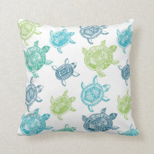 Beach House Sea Turtle Decorative Throw Pillow
