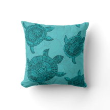 Beach House Sea Turtle Decorative Throw Pillow