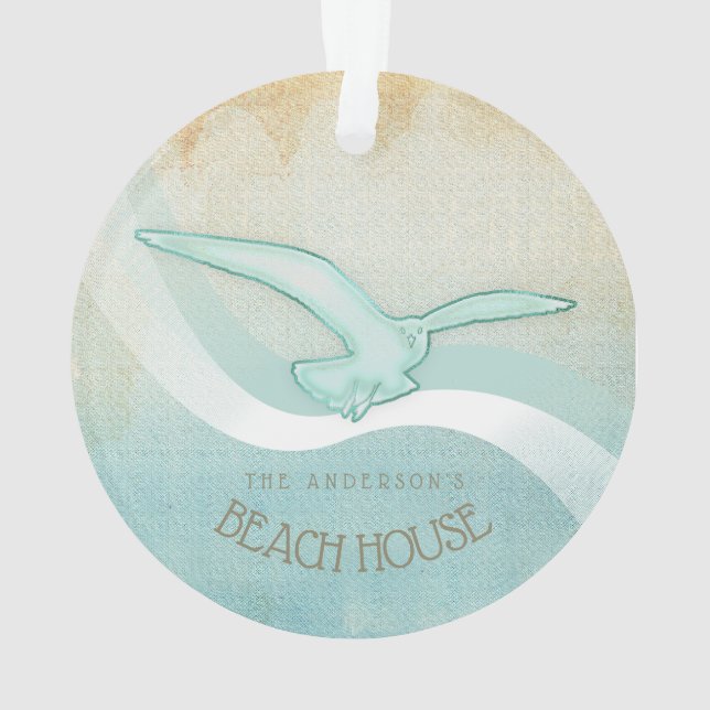 Beach House Seagull Aqua Blue ID623 (dos)