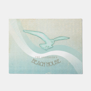 Beach House Seagull Aqua Blue ID623 Doormat