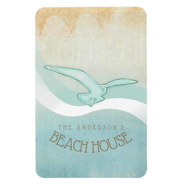 Beach House Seagull Aqua Blue ID623 Magnet (Vertical)