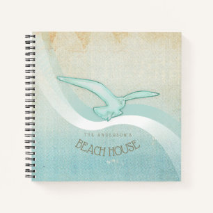 Beach House Seagull Aqua Blue ID623 Notebook