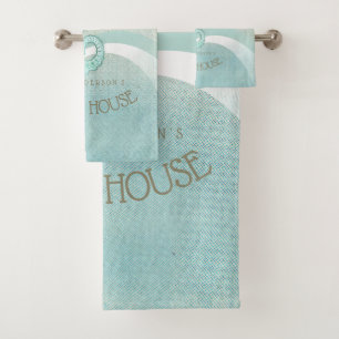 Beach House Seahorse Aqua Blue ID623 Bath Towel Set