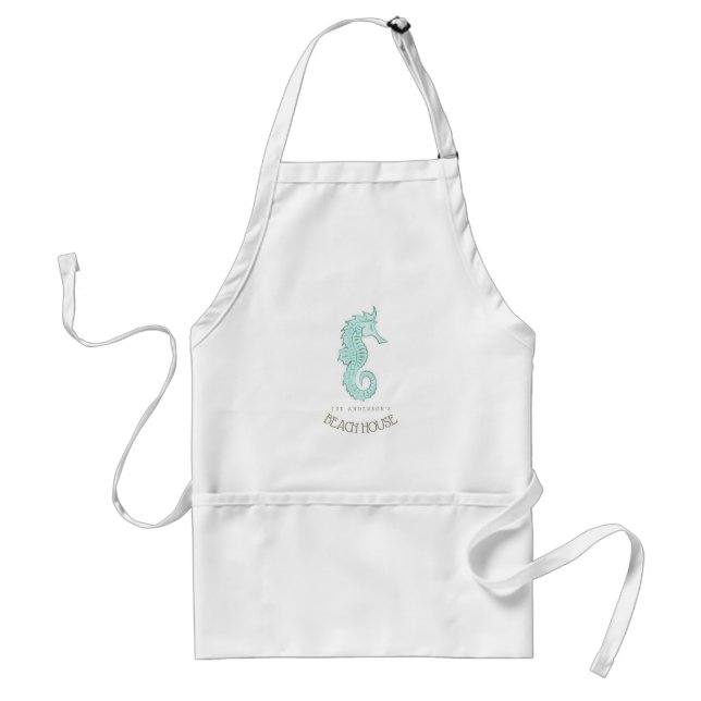 Beach House Seahorse Aqua Blue ID623 Standard Apron (Front)
